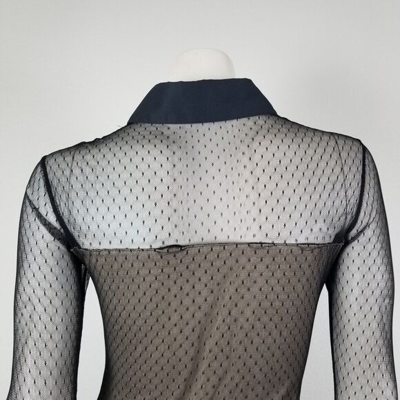 Blanc Nature Vintage Y2K Embroidered Goth Mesh Shirt Size 38 (Cigarette Odor) - Picture 5 of 14